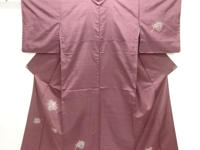 Visiting gown of hand-woven SILK pongee with woven floral wheel design